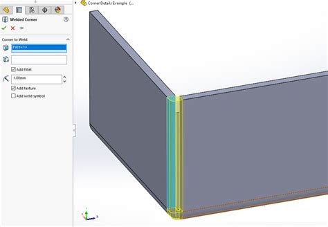 solidworks welded corner sheet metal|solidworks sheet metal welded corner.